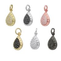 Terningformet Zirkon Micro Pave Messing vedhæng, Teardrop, forgyldt, Micro Pave cubic zirconia, flere farver til valg, 8.50x14x3mm, Hole:Ca. 2mm, Solgt af PC