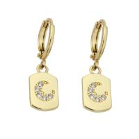 Huggie hoepel Drop Earrings, Messing, gold plated, micro pave zirconia & voor vrouw, 26mm, Verkocht door PC