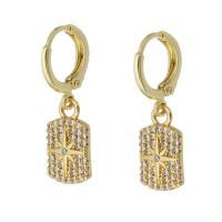 Huggie hoepel Drop Earrings, Messing, gold plated, micro pave zirconia & voor vrouw, 27.50mm, Verkocht door pair