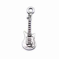 Musical Instrument Shaped Zinc Alloy Pendler, Guitar, forgyldt, flere farver til valg, 24x7mm, Solgt af PC