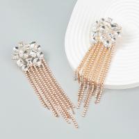 Fashion Fringe Earrings Zinc Alloy fashion jewelry & for woman & with glass rhinestone & with rhinestone Sold By Pair