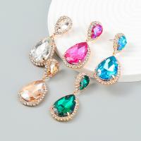 Zinc Alloy Drop Earrings fashion jewelry & for woman & with glass rhinestone & with rhinestone Sold By Pair