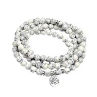 108 Mala kralen, magnesiet, met Zinc Alloy, Ronde, platinum plated, synthetische & uniseks, wit, 8mm,14mm, Ca 108pC's/Strand, Verkocht door Strand