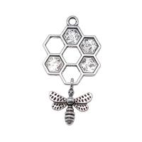 Sinc Alloy Pendants Ainmhithe, Bee, plátáilte, jewelry faisin, dathanna níos mó le haghaidh rogha, nicil, luaidhe & caidmiam saor in aisce, 46x25mm, Díolta De réir PC