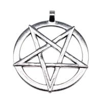 Sinc Alloy Pendants, pentagram, dath airgid plated, jewelry faisin, airgid, nicil, luaidhe & caidmiam saor in aisce, 51x44mm, Díolta De réir PC