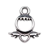 Sinc Alloy Pendants, Angel, dath airgid plated, jewelry faisin, airgid, nicil, luaidhe & caidmiam saor in aisce, 13x12mm, Díolta De réir PC