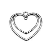 Zinklegering Hart Hangers, Zinc Alloy, silver plated, mode sieraden, zilver, nikkel, lood en cadmium vrij, 25x25mm, Verkocht door PC