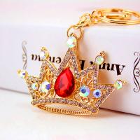 Zinc Alloy Key Clasp with Czech Rhinestone Crown high quality plated fashion jewelry & Unisex Sold By PC