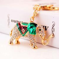 Zinc Alloy Key Clasp with Czech Rhinestone Elephant high quality plated fashion jewelry & Unisex & enamel Sold By PC