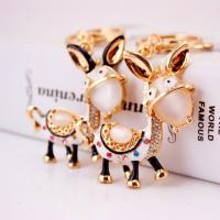 Zinc Alloy Key Clasp with Czech Rhinestone Donkey high quality plated fashion jewelry & Unisex & enamel nickel free Sold By PC