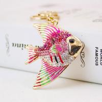 Zinc Alloy Key Clasp with Czech Rhinestone Fish high quality plated fashion jewelry & Unisex & enamel nickel free Sold By PC