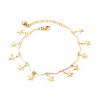 Anklet de acero inoxidable, acero inoxidable 304, con 1.97inch extender cadena, Joyería & para mujer, dorado, 6mm,8*11mm, longitud aproximado 7.87 Inch, Vendido por UD