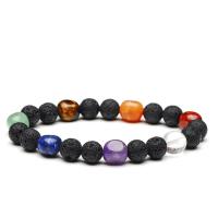 Gemstone Armbånd, Lava, med Ædelsten, mode smykker & Unisex, 8mm, Længde Ca. 7.3 inch, Solgt af PC