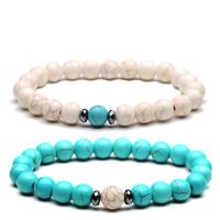 Bráisléid gemstone, Magnesite, le turquoise, Babhta, unisex & stíleanna éagsúla do rogha, 8mm, Fad Thart 7.3 Inse, Díolta De réir PC