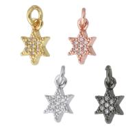 Kuutio Zirkonia Mikro Paven Messinki riipus, Hexagram, päällystetty, Micro Pave kuutiometriä zirkonia, enemmän värejä valinta, 7x9x2mm, Reikä:N. 2mm, Myymät PC