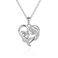 925 Sterling Silver Necklace with 1.97inch extender chain Heart fashion jewelry & micro pave cubic zirconia & for woman Length Approx 15.75 Inch Sold By PC