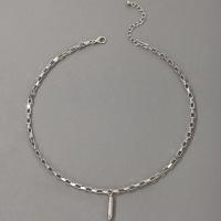 Collar de Aleación de Zinc, con 2.17inch extender cadena, Bala, chapado en color de plata, Joyería & para mujer, libre de níquel, plomo & cadmio, longitud aproximado 16.34 Inch, Vendido por UD