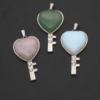 Gemstone Pendants Jewelry with Zinc Alloy Key with rhinestone Sold By PC