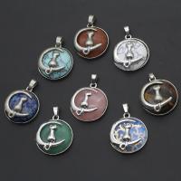 Gemstone Pendants Jewelry with Zinc Alloy Round Sold By PC