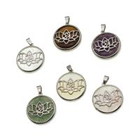 Gemstone Pendants Jewelry with Zinc Alloy Round Sold By PC