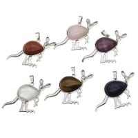 Gemstone Vedhæng Smykker, Ædelsten, med Zinc Alloy, Kangaroo, flere farver til valg, 36x35x7mm, Solgt af PC