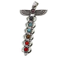 Gemstone Pendants Jewelry with Zinc Alloy Cross mixed colors Sold By PC