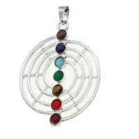 Gemstone Vedhæng Smykker, Ædelsten, med Zinc Alloy, blandede farver, 50x40x4mm, Solgt af PC