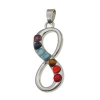 Bijoux Pendentifs en pierres gemmes, pierre gemme, avec alliage de zinc, Numéro 8, couleurs mélangées, 42x16x5mm, Vendu par PC