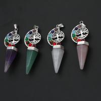 Pendants Gemstone Jewelry, le Sinc Alloy, dathanna measctha, 65x24x14mm, Díolta De réir PC