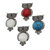 Gemstone Vedhæng Smykker, Ædelsten, med Zinc Alloy, Owl, flere farver til valg, 46x27x6mm, Solgt af PC