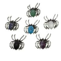 Zinc Alloy Brocher, Ædelsten, med Zinc Alloy, Spider, flere farver til valg, 38x34x11mm, Solgt af PC