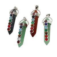 Gemstone Vedhæng Smykker, Ædelsten, med Zinc Alloy, flere farver til valg, 56x18x15mm, Solgt af PC