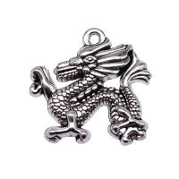 Sinc Alloy Pendants, Dragon, dath airgid antique plátáilte, seanré & unisex, nicil, luaidhe & caidmiam saor in aisce, 23x22mm, Díolta De réir PC