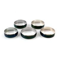 Messing ringen, Donut, platinum plated, uniseks & verschillende grootte voor keus & mood emaille, groen, nikkel, lood en cadmium vrij, 6mm, 100pC's/box, Verkocht door box