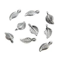 Pendants Sinc Alloy Leaf, dath airgid antique plátáilte, unisex, nicil, luaidhe & caidmiam saor in aisce, 14x0.70mm, Thart 10ríomhairí pearsanta/Mála, Díolta De réir Mála