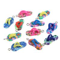 Polymer Clay Hangers, Slipper, uniseks, gemengde kleuren, 12.60x27.50mm, Verkocht door PC