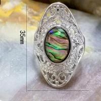 Bague en alliage de zinc, avec coquille d'ormeau, beignet, Plaqué de couleur d'argent, Vintage & unisexe & normes différentes pour le choix, multicolore, protéger l'environnement, sans nickel, plomb et cadmium, 35mm, Vendu par PC