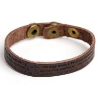 Cowhide Bracelet, le Sinc Alloy, dath cré-umha antique plátáilte, unisex, dathanna níos mó le haghaidh rogha, 13mm, Fad Thart 8.66 Inse, Díolta De réir PC