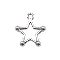 Colgante estrella de la aleación del cinc, aleación de zinc, chapado en color de plata, Joyería, plateado, libre de níquel, plomo & cadmio, 18x16mm, Vendido por UD