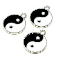 Zinc Alloy Enamel Pendants Round platinum color plated platinum color nickel lead & cadmium free Sold By PC