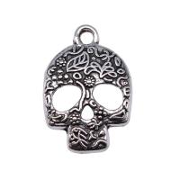 Pendentifs crâne en alliage de zinc, crane, Placage de couleur argentée, bijoux de mode & Bijoux d'Halloween, argent, protéger l'environnement, sans nickel, plomb et cadmium, 24x16mm, Vendu par PC