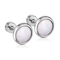 Roestvrij staal Stud Earrings, 304 roestvrij staal, met Schelp, mode sieraden & voor vrouw, meer kleuren voor de keuze, 13x8mm, Verkocht door pair