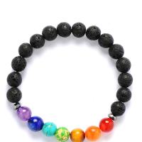 Gemstone Bracelets Lava with Gemstone & Hematite Round fashion jewelry & Unisex 8mm Length Approx 7.3 Inch Sold By PC