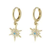 Boucles d'oreilles en laiton zircon cubique pavent, Placage de couleur d'or, pavé de micro zircon & pour femme, 28mm, Vendu par paire