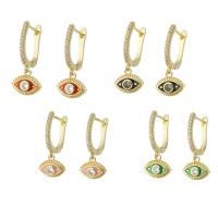 Cubic Zirconia Micro Pave Brass Earring Eye gold color plated micro pave cubic zirconia & for woman & enamel 27mm Sold By Pair