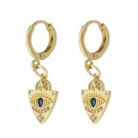 Boucles d'oreilles en laiton zircon cubique pavent, Placage de couleur d'or, pavé de micro zircon & pour femme, 31mm, Vendu par paire