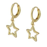 Ciúbach Zirconia Micrimhilseogra réiteodh Earring Prás, Star, dath an óir plated, micrea réiteach zirconia ciúbach & do bhean & log, 26mm, Díolta De réir Péire