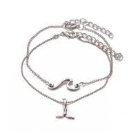 Zink Alloy Anklet, platina pläterad, 2 stycken & olika stilar för val & för kvinna, Längd Ca 7.87 inch, Säljs av Ställ