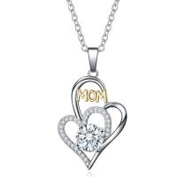 Brass Necklace with 1.97inch extender chain Heart plated micro pave cubic zirconia & for woman nickel lead & cadmium free Length Approx 17.72 Inch Sold By PC