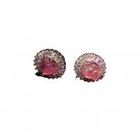 tourmaline boucle d oreille dormeuse, avec alliage de zinc, pour femme & avec strass, couleurs mélangées, 10-35mm, Vendu par paire